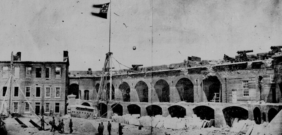 Fort Sumter SC under Confederate Flag